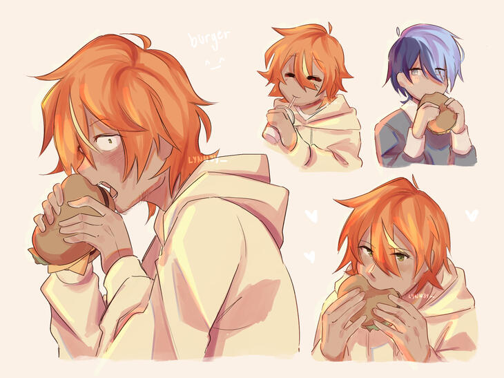 akito gobbling down a goddamn burger!!!!!!!!!!